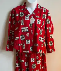 Cabin pajamas with fishing Red Patterned Women's Pajama Set