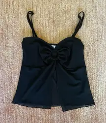 Beginning Boutique Black Ring Front Cami Top US 6 AU 10 Sheer Overlay Adjustable
