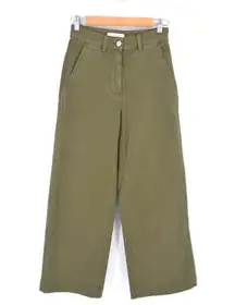 Everlane The Utility Wide Leg Crop Pants High Rise in Olive Green Women's 0