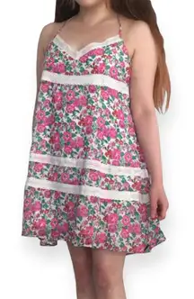 Abercrombie Floral Lace Mini Slip Dress Boho Cottagecore Crossback Lined Sz S