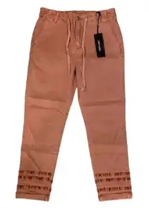 Driftwood Mauve Embroidered Stitch Cuffed Leg
Pants(Size Small)