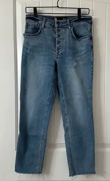 KUT from the Kloth Mom Jeans High Rise Button Fly Cropped Denim Jeans‎ Sz 4