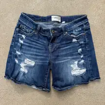 BKE Stella Distressed Stretch Blue Jean Shorts Size 27 ABK1930