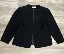 Tahari ASL Black Long Sleeve No Collar Blazer Size 16W