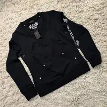 BCBGMaxAzria Black Sweatshirt with White Accents Size M