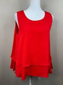 Stella Luce Women's Double Layer Tank Top Sleeveless Red Size Medium