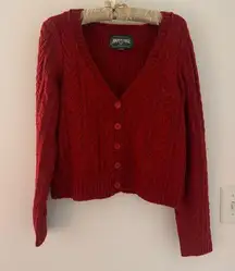 american eagle cozy red cardigan size M