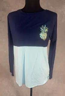 Lilly Pulitzer‎ Finn Top Long Sleeve Multi Pineapple Party Graphic Size Xs