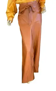 ELOQUII BROWN FAUX LEATHER PAPER BAG WIDE LEG TROUSERS (22)