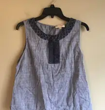 Skies are blue medium blue tank top
