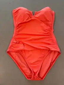 Tommy‎ Bahama Coral Swimsuit One Piece Strapless Ruched Women's Size 8