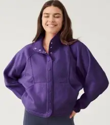 NWT Outdoor Voices Rec fleece snap jacket concord purple