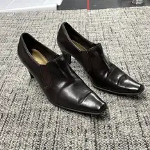 Liz Claiborne Flex Brown Faux Leather Pointed Toe Heels Size 8.