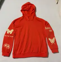 Coral Colored Hoodie with Butterfly Print