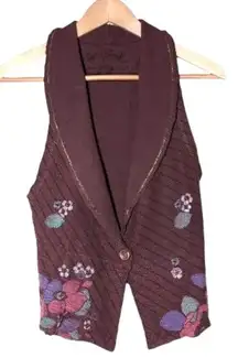 Scrapbook Originals Painted Vest Womens Medium Floral Art to Wear Boho