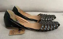 NEW Anthropologie Crevo Leather Sidney Haurache Sandals Black Women’s Size 8.5