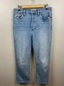 Redone High Rise Crop Straight Jeans Size 28 Light Wash Blue Denim Ankle