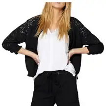 Sanctuary Size Small In Bloom Black Eyelet Elastic Waist Full Zip Jacket