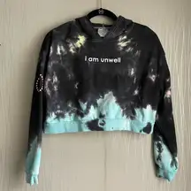 BARSTOOL SPORTS Call Her Daddy Hoodie I Am Unwell Tie Dye Cropped Sweatshirt M