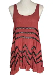 Free People Intimately Tunic top trapeze Dress voile & lace polka dot swing tank