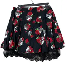 Spirit women’s adult medium goth skirt skull roses lace lined