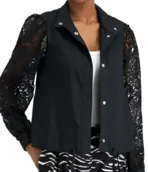 I.N.C International Concept Black Lace Sleeve Women's Jacket SZ:XL