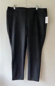 Retrology Sz 1X Black Velvet Pants Pull On Stretch‎ Tapered Leg Dress Pants