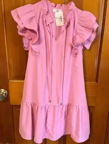 Entro Pink Ruffle Sleeve Dress
