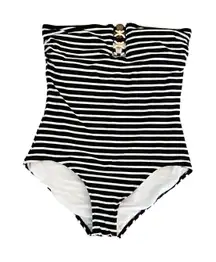 Michael Michael Kors One Piece Swimsuit Strapless 14 Striped black beige
