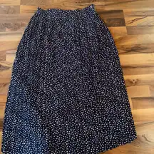 Jones New York Skirt‎ Women's 16 Navy Blue White Polka Dot Pleated Lined classy