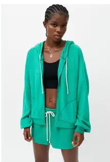 Urban Outfitters Out From Under Kelsey Oversized Zip Up Terry Sweatshirt S Green