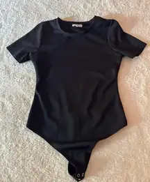 Good American $79 ‎ BLACK MICRO RIB COTTON TEE BODYSUIT SIZE 3