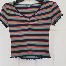 Good Luck Gem Striped Top, Size M