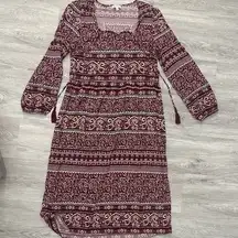 Luxology Boho Paisley Maxi Shift Dress Hippie Floral Lightweight Burgundy Pink