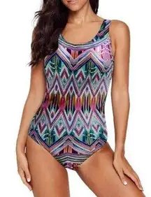 Chevron Criss Cross Back Athletic Training Swimming Swimsuit Size 2XL NWT #6317
