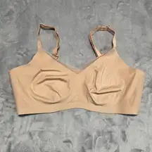 Honeylove CrossOver Bra Womens 2X Beige Wireless Comfort Support Mesh No Padding