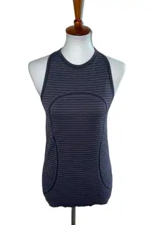 Lululemon Run: Swiftly Tech Tank Rugby Stripe Tonal Heathered Black Grape Size 6