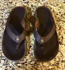 OluKai OHANA Ergonomic FLIP FLOP Beach Sandals in DARK BROWN - Women’s - Size 8
