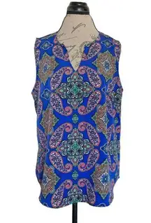 Womens Blouse Size XL Jensine Split Neck Paisley Cobalt Stitch Fix