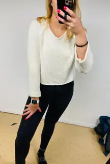 Cream Cut-Out Back Sweater