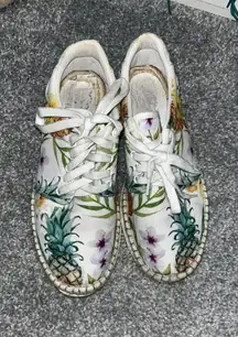 Free People Jackson White Tropical Print Espadrille Pineapple Sneakers