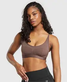 gymshark mesh sports bra soft brown scoop neck cup details training gym size M