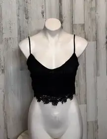 Charlotte Russe Black Lace 2-Piece Set | Crop Top & High-Waisted Shorts – Size M