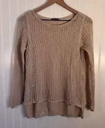 Eileen Fisher 100% Organic Linen Beige Knit Long Sleeve Women’s Size Small