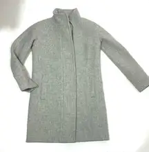 J.Crew  Gray Stadium Cloth Wool Cocoon Zippered Coat 00