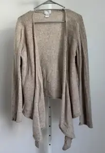 Soft Surroundings 100% Cashmere Open Front Waterfall Cardigan‎ Sweater XL Beige