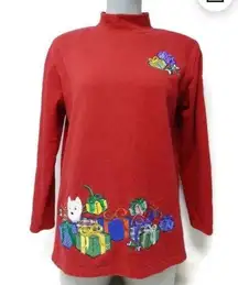 Vintage Karen Scott 90s-00s Embroidered Christmas Gifts Sweater