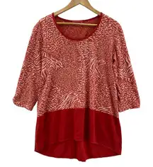 Fresh Produce Blouse Top Womens‎ Medium Orange White Animal Print Cotton