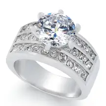 NWT Charter Club
Crystal Triple-Row Ring in Fine Silver Plate