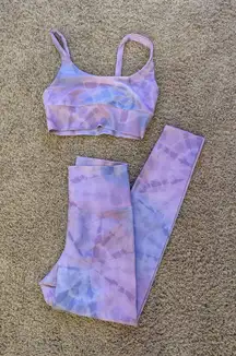 Beach riot sport purple tie dye workout set
